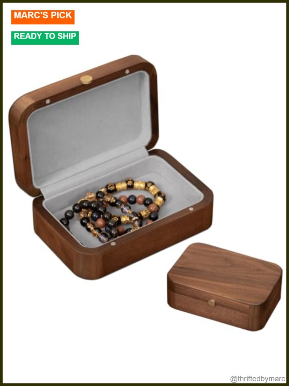 Solid Black Walnut Wood Jewelry Box Magnetic Closure for Men and Women